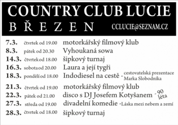 Hudební klub Lucie - program na březen