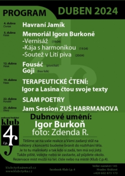 Klub č. p. 4 - program na duben