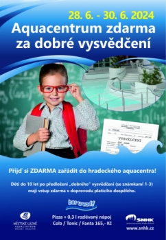Za dobré vysvědčení aquacentrum zdarma