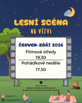 Promítání filmů v parku Na Větvi (středy 19:30, neděle 17:30)
